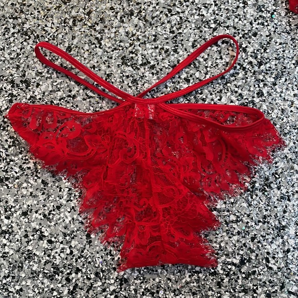 💖 Elegant Moments Red Lace Shrug & Panty Set Sc S - Picture 6 of 6